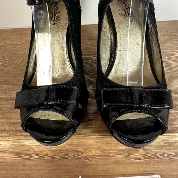 Seychelles Asterisk Peep Toe Chunky Heels SZ 7.5 Black Dark Romantic Whimsigoth - Picture 8 of 13